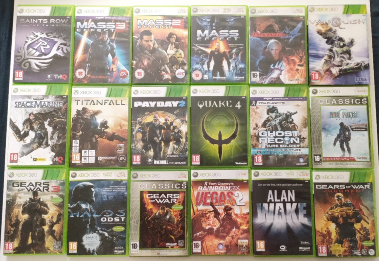 Lot 18 Jeux Xbox 360 Mass Effect 1 2 3 Gears of War Alan Wak